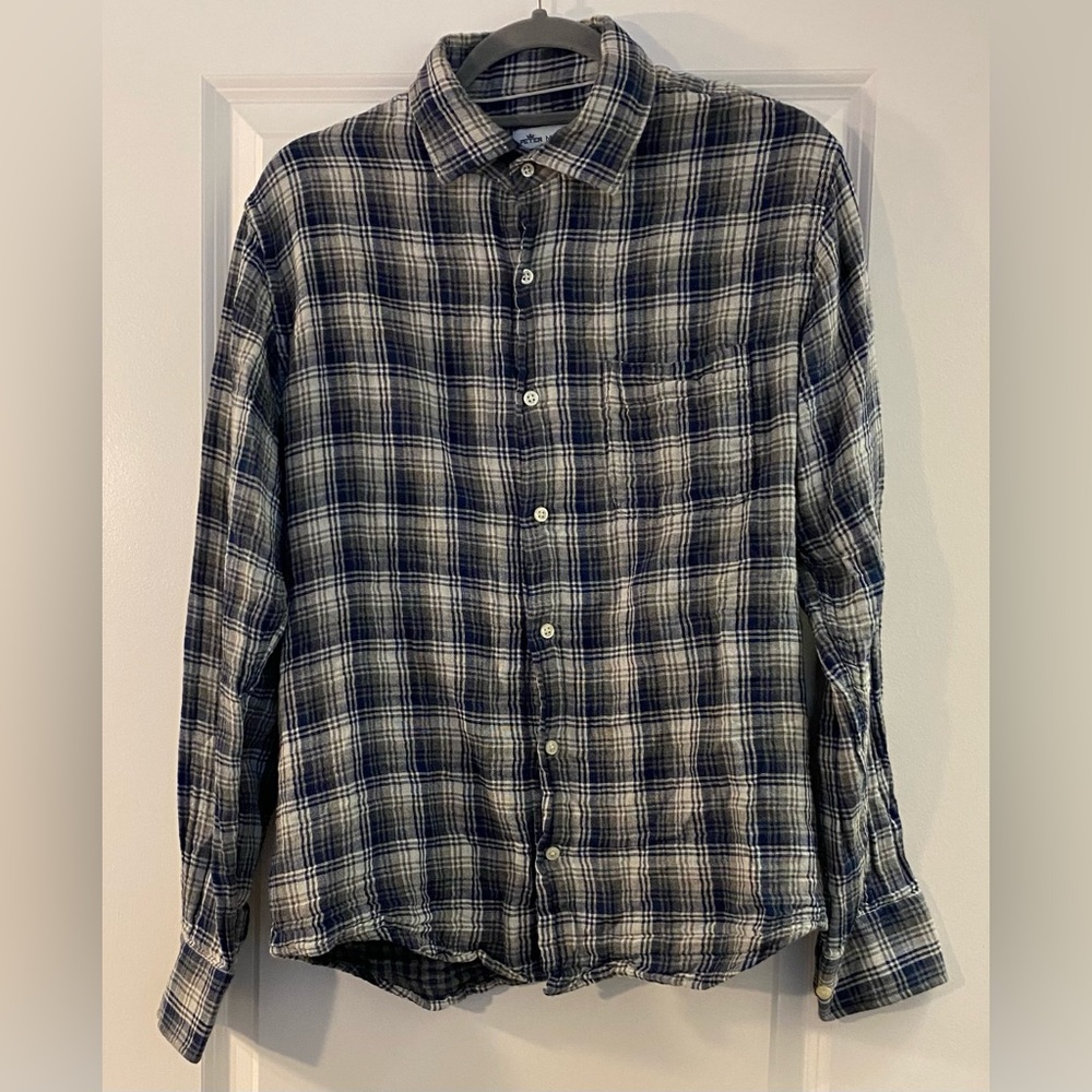 Peter Millar Casual Button Down Flannel Shirt - Blue / Gray - Sz M - Gently Used